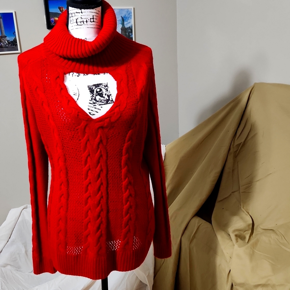 Bright Red Cut Out Sweater
